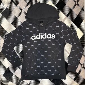 Black Adidas long sleeve hoodie with white logo🖤